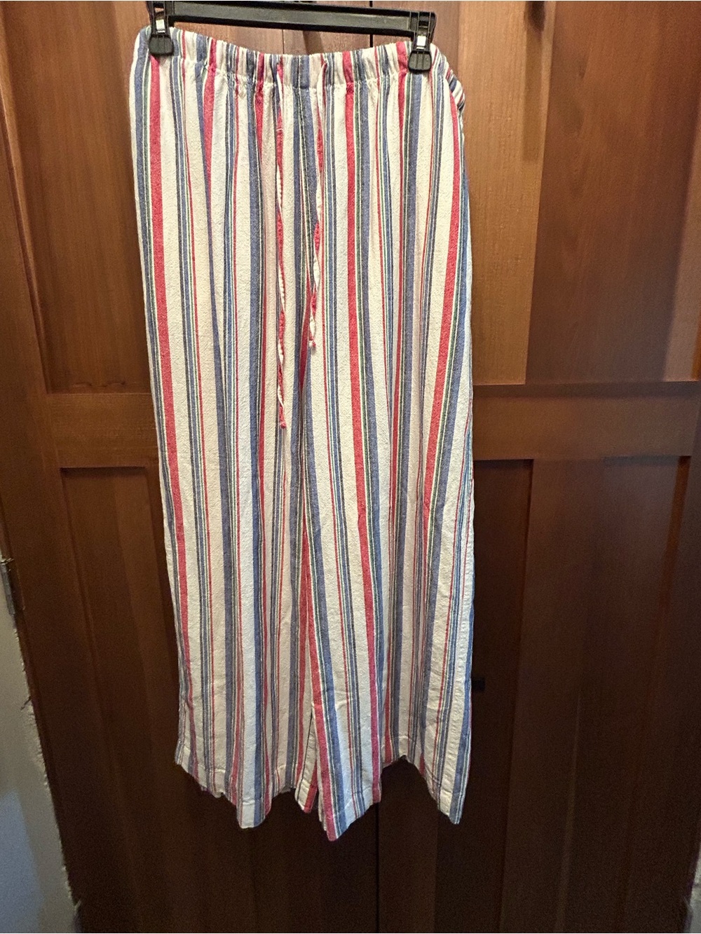 Old Navy Lightweight Striped Drawstring Pants - Red & Blue & White size Lg Petit